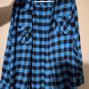 Men's Blue and Black Checkered Casual Shirt